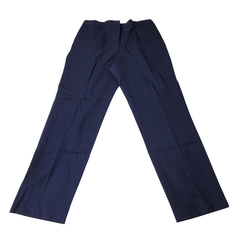 Pendleton Womens Navy Blue 100% Virgin Wool Straight Leg Dress Pants Size 12